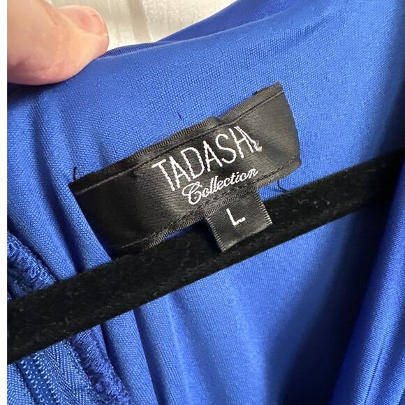 Tadashi Collection Blue Gown Formal Dress Ruched Maxi Evening Party - Picture 3 of 7